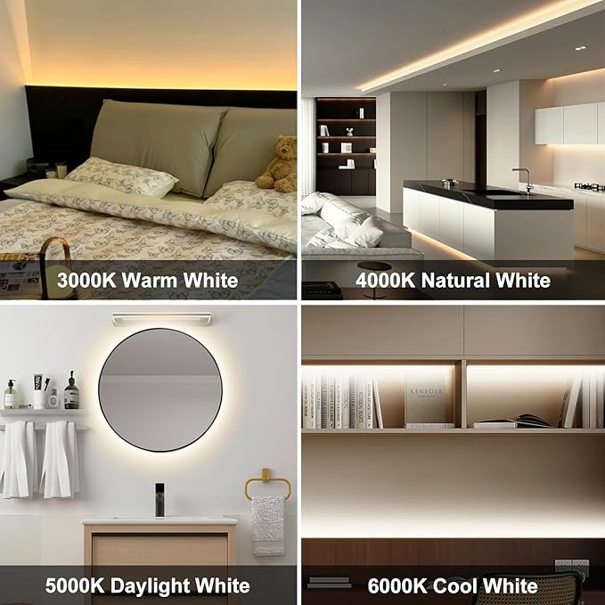 COB LED Strip Light,CCT Dimmable Strips Light,2700K-6500K,6.56ft/2m,8mm Wide,CRI90+ 24V LED Strips Kit with Bluetooth APP Control/Music Mode,for Bedroom,Kitchen,DIY Lighting