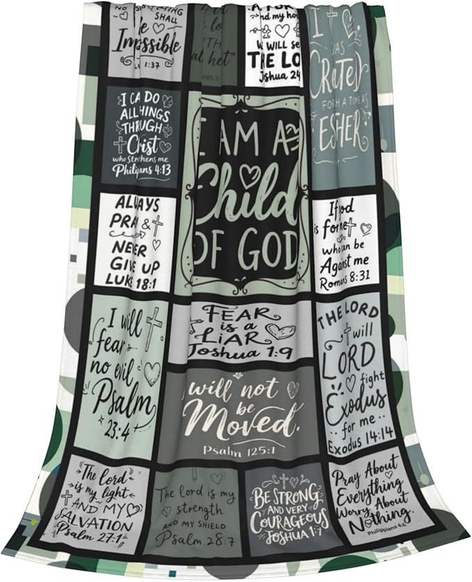 Christian Throw Blanket for Couch, Inspirational Gift for Women, Soft Plush Flannel Blanket, 60"x 80" Thoughts and Prayers Blankets for Bedroom Sofa Living Room Christmas Halloween Decoration