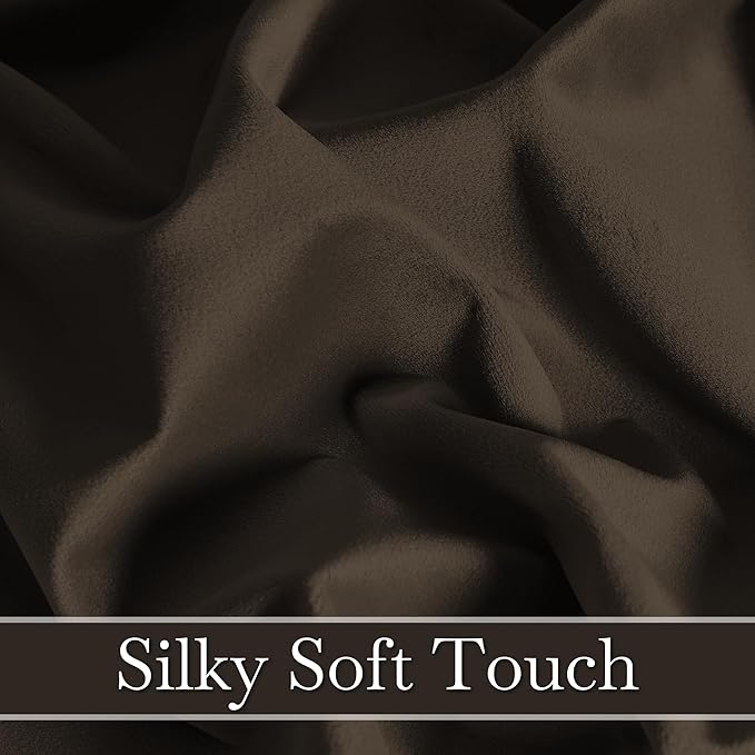 RYB HOME Brown Velvet Curtains 96 inches, Back Tab Soft Fabric Room Darkening Thermal Insulated Luxurious Home Decor Curtains for Living Room Bedroom, W 52" x L 96", 2 Panels Set