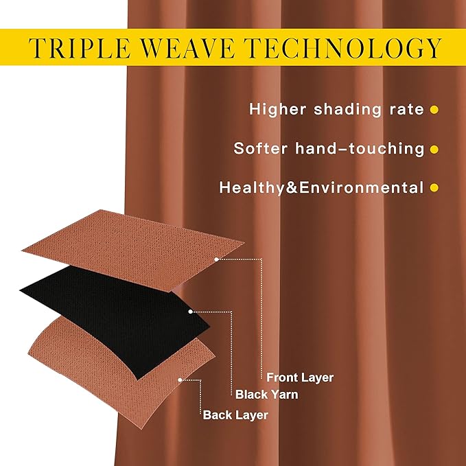NICETOWN Blackout Burnt Orange Curtain & Drape - Room Darkening Light Blocking Window Treatment for Living Room, W52 x L84, 1 Panel