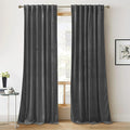 RYB Home Back Tabs Velvet Curtains for Living Room 108 inches - Classic Grey Window Drapes Room Darkening Thermal Insulated Panels for Bedroom Home Office, W52 x L108 inches, 2 Pieces