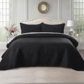 KASENTEX Twin Quilt Set 68"x86" – Soft Washed 3-Layer Lightweight Bedspread, Minimalist Nordic Design, All-Season Spring & Summer Quilt Set (1 Quilt + 2 Pillow Shams), Jet Black