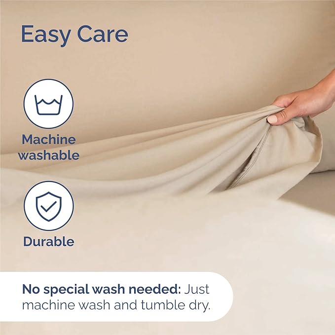 Split King 7 Piece Sheet Set - Cooling & Breathable - Hotel Luxury Bedding - Includes Fitted Sheets for Women, Men, Kids and Teens - 1 Flat, 2 Fitted Sheets, 4 Pillowcases with Deep Pockets - Cream