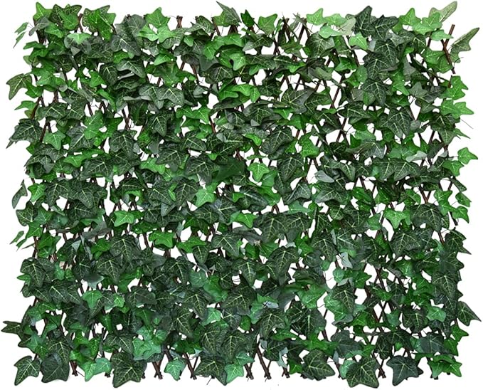 Sumery Expandable Fence Privacy Screen for Balcony Patio Outdoor,Decorative Faux Ivy Fencing Panel,Artificial Hedges (Single Sided Leaves) (4, Green-Ivy)