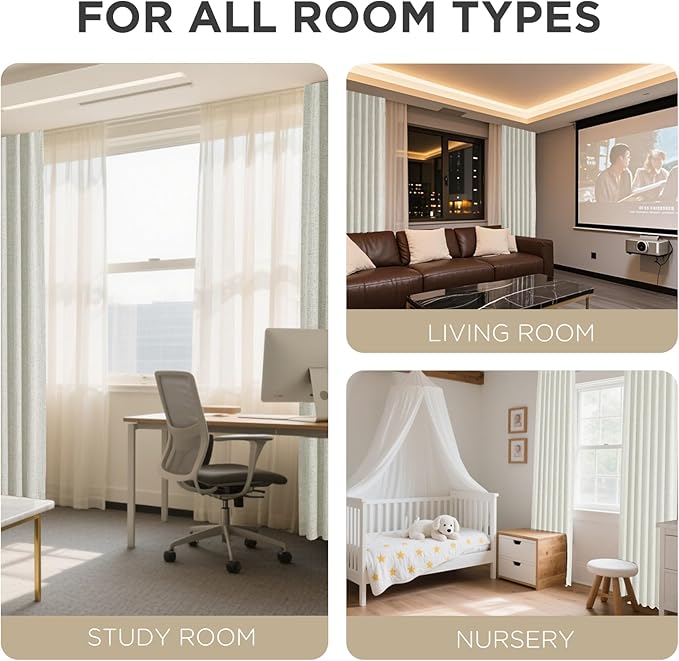 Joydeco Blackout Curtains for Bedroom - 100% Light Blocking 2 Panels Light Beige Drapes 37"W x 72"L, Thermal Insulated Room Darkening Curtains, Linen Textured for Living Room, Rod Pocket & Back Tabs