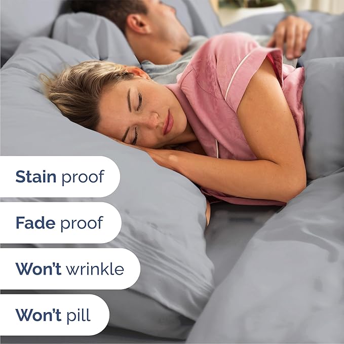 Queen Size 4 Piece Sheet Set - Comfy Breathable & Cooling Bed Sheets Set - Hotel Luxury Bedding for Women, Men, Kids, Teens, Boys & Girls - Deep Pockets, Soft and Wrinkle Free - Oeko-Tex - Steel Blue