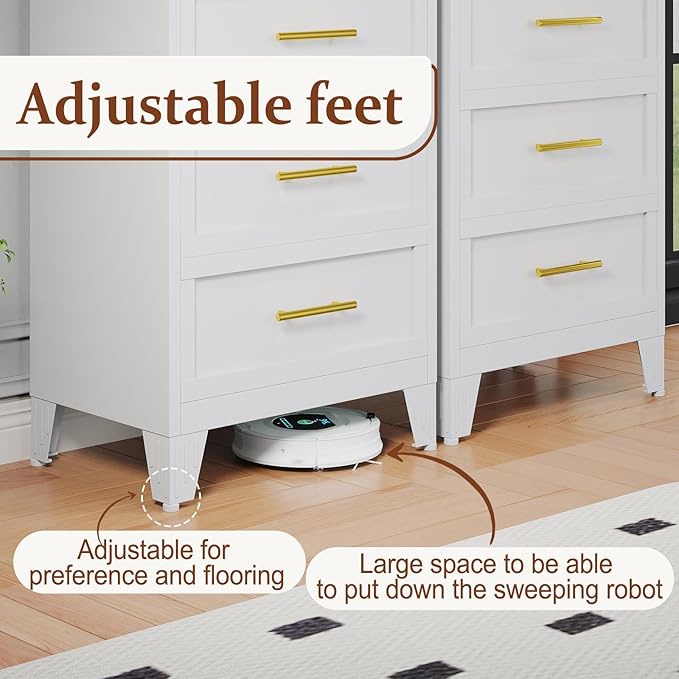 Metal Dresser, White Small Dresser for Bedroom, 34.25" H Dressers & Chests of Drawers, 3 Drawer Dressers for Living Room, Entryway, Hallyway (White, 3 Drawers)