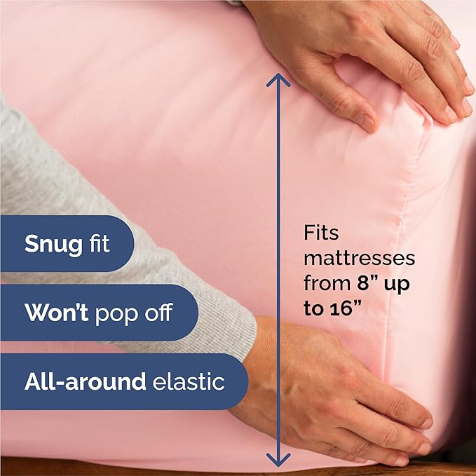 King 6 Piece Sheet Set - Cooling, Comfy & Breathable - Hotel Luxury Bedding, Includes Fitted Sheet for Women, Men, Kids & Teens - 1 Flat, 1 Fitted Sheet, 4 Pillowcases with Deep Pockets - Baby Pink