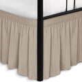 Biscaynebay Wrap Around Bed Skirts with Split Corners for King Beds 14" Drop, Light Camel Elastic Dust Ruffles Adjustable Easy Fit Wrinkle & Fade Resistant Silky Luxurious Fabric Machine Washable