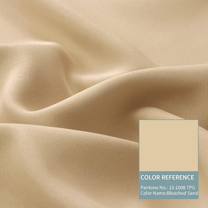 BGment Beige Blackout Curtains for Bedroom - Black Out Curtains 63 Inch Long Thermal Insulated Grommet Total Room Darkening Window Drapes for Living Room, 2 Panels, 42 x 63 Inch