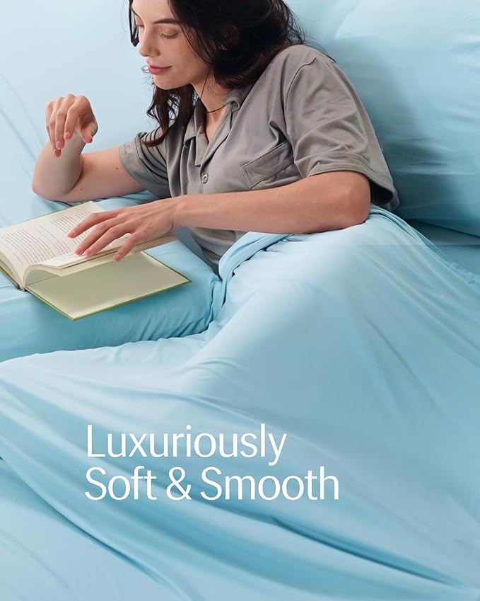 REST® Evercool®+ Top Sheet, Cali King/King Size, Light Blue, 104"X108" (1 Flat Sheet only)