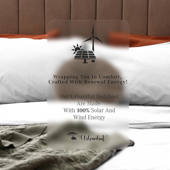 URBANHUT 800 Thread Count 100% Cotton King Size Sheets, Luxury 4 Piece King Bedsheets, Hotel Sheets Sateen Finish - Better Than Egyptian, 16" Elasticized Deep Pocket - White