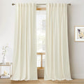 RYB Home White Velvet Curtains 84 inches - Room Darkening Energy Saving Curtain Panels Soft Luxury Privacy Window Covering for Living Room Studio Apartment, Cream White, W52 x L84 inches, 2 Panels