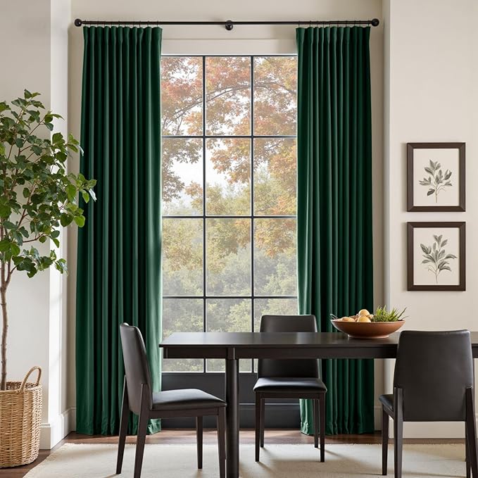 Lazzzy Velvet Blackout Curtains Thermal Insulated Room Window Drapes Super Soft Luxury Curtains for Living Room Bedroom Rod Pocket 2 Panels, Emerald Green, 62" W x 108" L