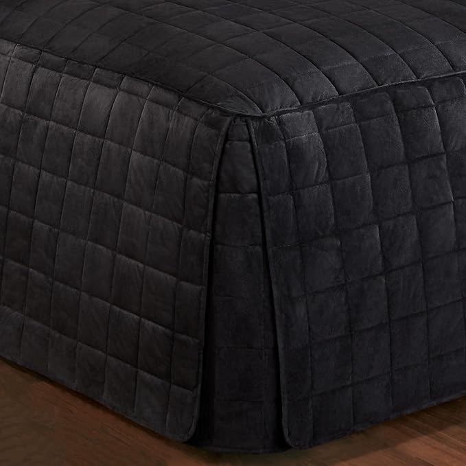 Touch of Class Camden Luxury Bedding | Neutral Onyx Black Color | Grande Fitted Bedspread | Faux Suede Box Quilted Design | Designed 3 Piece Set Includes King Bedspread and 2 King Shams