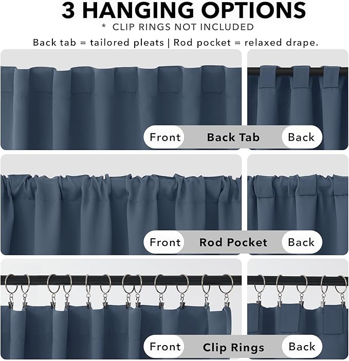 Deconovo Blackout Curtains, Thermal Insulated, W70 x L84 2 Panels, Back Tab, Machine Washable, Room-Darkening Drapes for Bedroom/Living Room Stone Blue