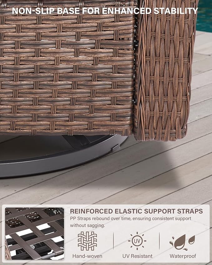 Belord 6-inch Thick Cushion Patio Furniture Set - Outdoor Swivel Rocker Glider Chairs Set of 4 with Glass Top Side Table, All-Weather Wicker Patio Conversation Set for Deck Balcony Sunroom