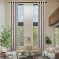 Linen Curtains 188 inch Length 2 Panels for High Ceiling Extra Long Thick Faux Linen Window Drapes Burlap Textured Curtains with Grommet for 2 Story High Living Room (52x188 Beige)