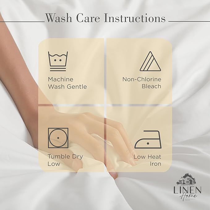 Linen Home 100% Cotton Percale Sheets Twin Size, Ivory, Deep Pocket, 3 Pieces Set - 1 Flat, 1 Deep Pocket Fitted Sheet and 1 Pillowcase, Crisp Cool and Strong Bed Linen