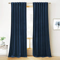 RYB HOME Velvet Curtains 96 inches - Blackout Curtains for Living Room,Thermal Insulated Noise Reducing Panels Luxury Vertical Sense Window Decor for Party Backdrops, Navy Blue, W52 x L96, 2 Panels