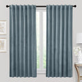 RYB HOME Stone Blue Velvet Curtains - Blackout Curtains for Nursery Thermal Insulated Noise Reducing Soft Luxury Window Decor for Bedroom, Stone Blue, W52 x L72 inches, 2 Panels