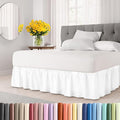 Wrap Around Dust Ruffle Bed Skirt - White - for King Size Beds with 18 Inch Drop - Easy Fit Elastic Strap - Adjustable Pleated Bedskirt w/Brushed Fabric - Wrinkle Free - for Women, Men, Kids & Teens