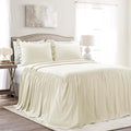 Lush Decor Ruffle Skirt Bedspread Set - 3-Piece Luxurious Farmhouse Bedding - Elegant Ruffle Detail - Timeless Style - Soft Lightweight Sheets - King, Ivory