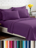 Bare Home Hotel Luxury Full Sheet Set, Extra Soft - 6 Piece Set - Deep Pockets - Easy Fit - Cooling & Breathable - Wrinkle, Fade, Stain Resistant - Includes 4 Pillowcases (Full, Plum)