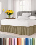 Wrap Around Dust Ruffle Bed Skirt - Khaki - for Queen Size Beds w/ 12 Inch Drop - Easy Fit Elastic Strap - Adjustable Pleated Bedskirt w/Brushed Fabric - Wrinkle Free - for Women, Men, Kids & Teens