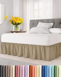 Wrap Around Dust Ruffle Bed Skirt - Beige - Twin/Twin XL Size Beds with 12 Inch Drop - Easy Fit Elastic Strap - Adjustable Pleated Bedskirt w/Brushed Fabric - Wrinkle Free - Women, Men, Kids & Teens