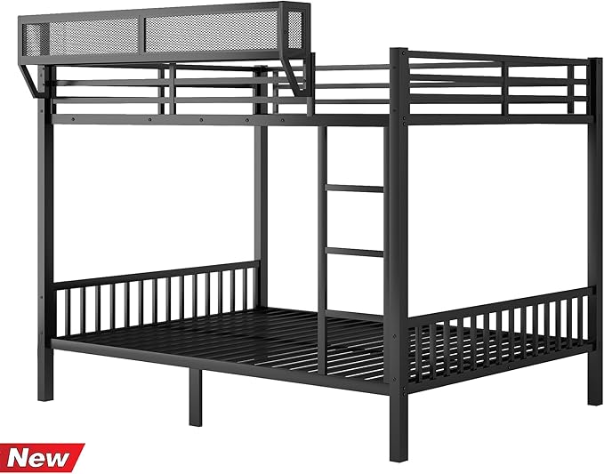 Upgraded & Stronger Heavy Duty Metal Queen Over Queen Bunk Bed for Adults & Teens, Thickened More Stable Safer Bunkbeds (Greater Weight Capacity) (Queen Over Queen-B)