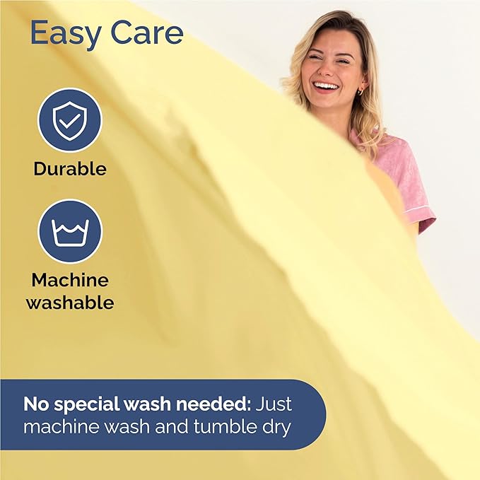 Twin XL 4 Piece Sheet Set - Cooling, Comfy & Breathable - Hotel Luxury Bedding, Includes Fitted Sheet for Women, Men, Kids & Teens - 1 Flat, 1 Fitted Sheet, 2 Pillowcases with Deep Pockets - Yellow