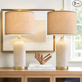 24.25" Table Lamps Set of 2 Modern Ceramic Lamps for Living Room Bedside Lamps Gold for Night Stands Boho Bedroom Lamp Farmhouse Side End Table Lamps