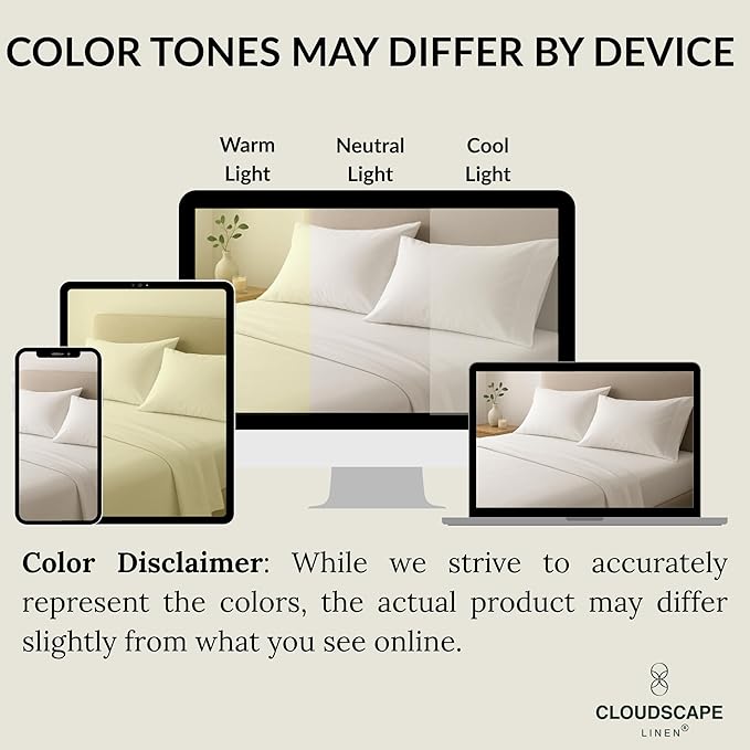 Cloud Scape Linen 100% Egyptian Cotton California King Sheet Set, 400 Thread Count,4 Pieces Luxury Bedding Set, Hotel Quality, Silky Soft, Breathable and Durable, Deep Pockets up to 17, White