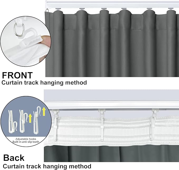 Room Divider Blackout Curtain Track Curtains Wall Dividers Panels Screen for Living Rooms Bedroom Office Privacy Partition Separation, W150 × L108 Inch,1 Panel, Grey