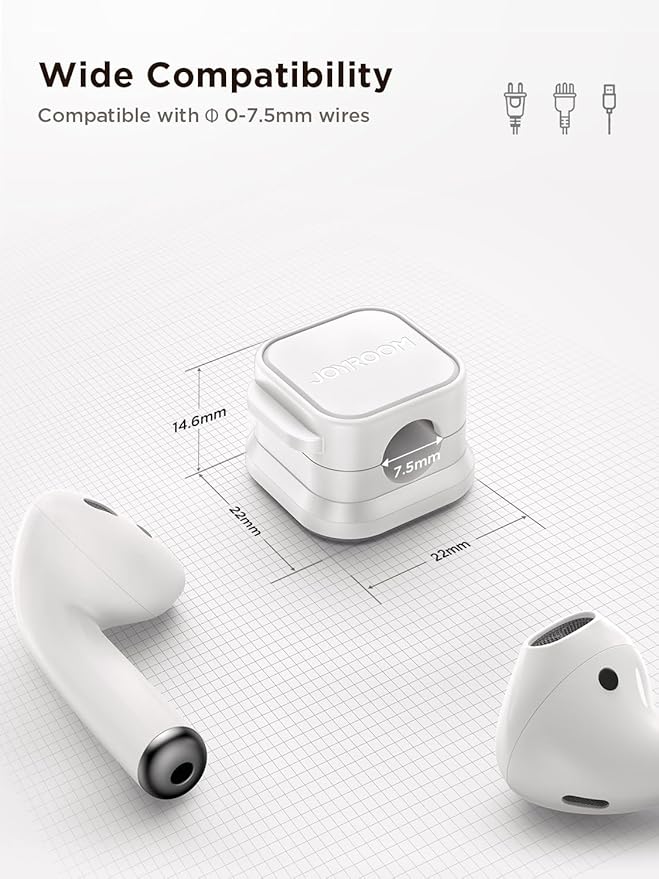 6 Pack Magnetic Cord Holder, Cord Organizer Cable Clip for Desk Management, JOYROOM Smooth Adjustable Cable Clip, Wire Holder Keeper Organizer for Home Office Desk Phone Car Wall Desktop Nightstand