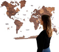 Handmade 3D Wood World Map Wall Art Large Wall Decor Track Your World Travels - Special for Home, Kitchen and Office (X-Large, Oak)