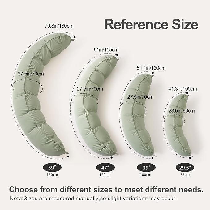 Peallow(Pat. Pend) – Long Round Body Pillow for Adults, Bolster Pillow for Sleeping, Soft and Supportive Pillow for Sleeping & Lumbar Support (Celadon Green,39")