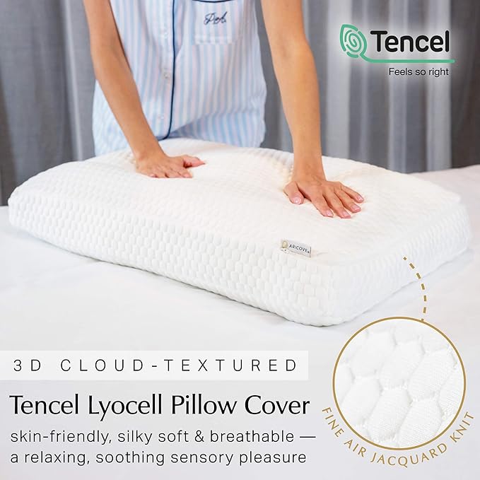 Aricove Bed Pillow for Sleeping, Side Sleeper Pillow for Adults, Queen Size, Adjustable Firm Memory Foam & Soft Microfiber Fill, Neck and Shoulder Support