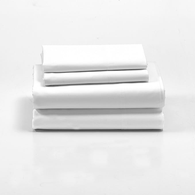 Cuddledown Dreamstead 100% Cotton Bed Sheets Set | 300 Thread Count | Luxurious Sateen Weave | Pure Combed Cotton | Soft | Wrinkle Resistant | 4 Piece Set | White | Full | 54” x 75”