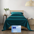 THREAD SPREAD 100% Cotton Sheets Twin Size - 400 Thread Count Cotton Bed Sheets Twin, 3 PC Set (Teal), Luxury Soft, Breathable, Cooling, Sateen Weave 16" Deep Pocket Bedsheet for Dorm Rooms