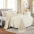 Superior 3 Piece Basketweave Cotton Bedspread Set, Home Bed Decor, Decorative Bed Spread, 2 Pillow Shams, Medium Weight Blanket, Matelasse Coverlet Bedding, Geometric Lattice Pattern, King, Ivory