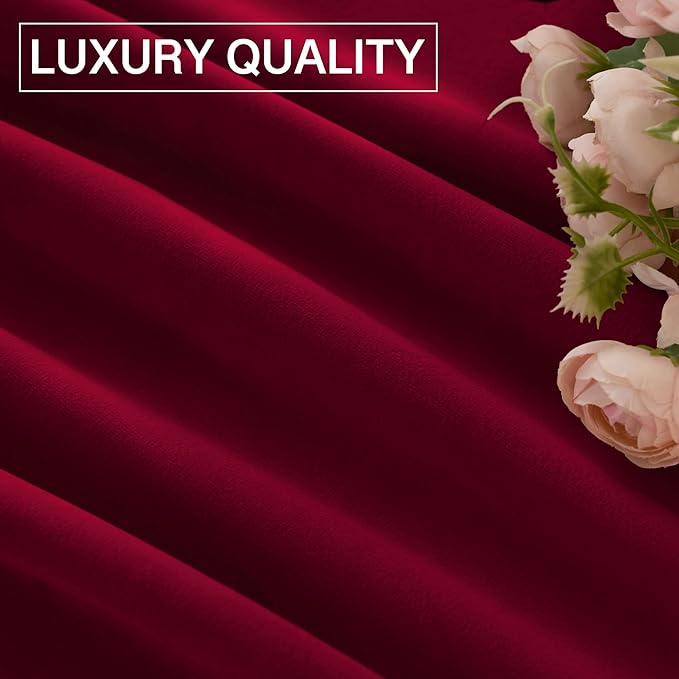 StangH Christmas Red Velvet Curtains for Living Room, Luxury Thermal Insulated Room Darkening Window Drapes for Home Theater/Nursery Girls Bedroom, W62 x L90, 2 Panels