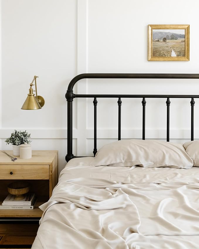 Cozy Earth Luxury Bed Sheet Set - 100% Viscose from Bamboo Fabric, Ultra-Soft & Breathable, Fits Regular & Deep Pocket Mattresses up to 20" - 4 Pieces Split King Sheet Set Driftwood