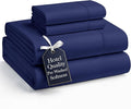 Casa Platino King Size Sheet Set – 4 Piece Bedding Set, Pre-Washed Ultra Soft Brushed Microfiber, Cozy Fit, Deep Pocket 15” Sheet, Fade Resistant, Lightweight, Breathable Fabric - Navy Blue
