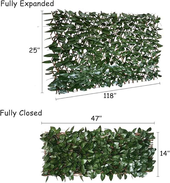 GLANT Expandable Fence Privacy Screen for Balcony Patio Outdoor,Decorative Faux Ivy Fencing Panel,Artificial Hedges (Single Sided Leaves) (2, Dark Green)