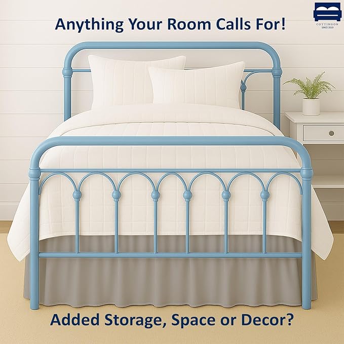 Ruffled Bed Skirt with Split Corners-Dust Ruffle - 18" Drop 100% Microfiber Soft,Sheen & Luxurious Look - Bed Skirts (Light Grey -Full)