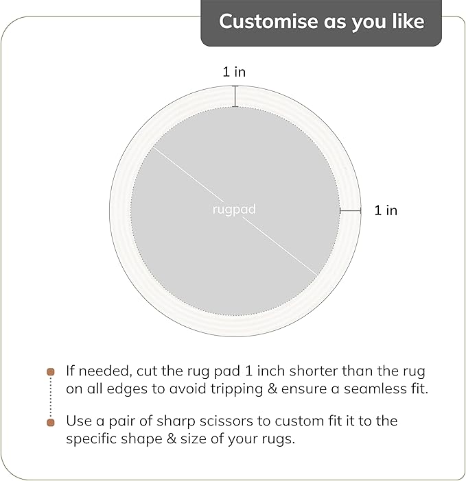 Anji Mountain 6' x 6' Universal Non-Slip Rug Pad - Area Rug Grip & Floor Protector Mat - Cushioning Underlay Pad for Hardwood Floors - Anti-Slip Under Rug Pad Mat, Round