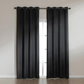 Amazon Basics Faux Linen Blackout Curtains for Bedroom and Living Room, 2-Piece Set with Grommets, 52" W x 95" L, Black