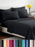 Bare Home Hotel Luxury Full Sheet Set, Extra Soft - 6 Piece Set - Deep Pockets - Easy Fit - Cooling & Breathable - Wrinkle, Fade, Stain Resistant - Includes 4 Pillowcases (Full, Black)
